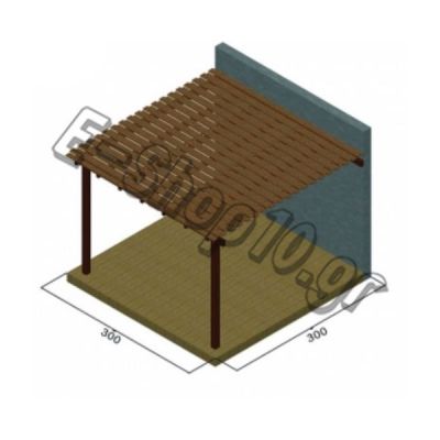 ΞΥΛΙΝΗ ΠΕΡΓΚΟΛΑ ΜΕ ΔΙΠΛΗ ΤΑΒΛΑ ΑΠΟ ΤΟΙΧΟ 400 x 600εκ.