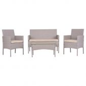 ΣΕΤ ΣΑΛΟΝΙ 4ΤΜΧ ΓΚΡΙ RATTAN HM5290.02 ΜΕ ΜΑΞΙΛΑΡΙΑ